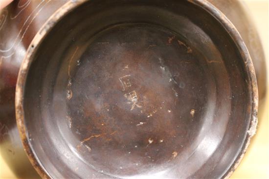 A Chinese bronze vase with silver inlay height 30.5cm